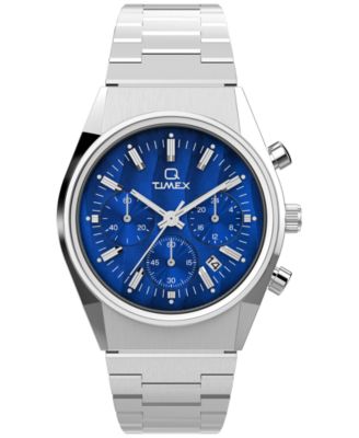 Men's Quartz Chronograph Falcon Eye Silver-Tone Stainless Steel Watch 40mm