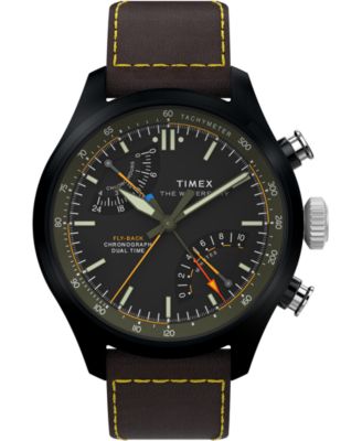 Men's Quartz Waterbury Ace Brown Leather Watch 43mm