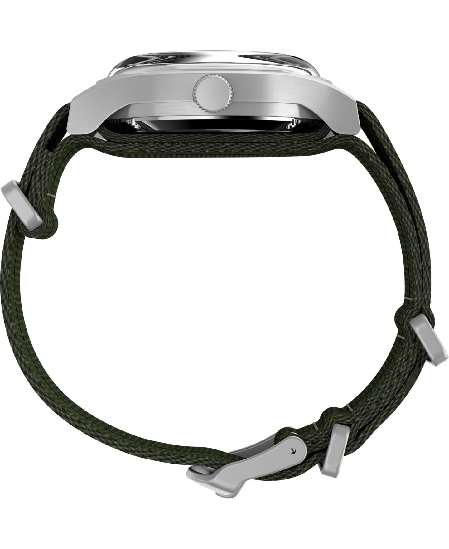 Мужские часы Timex Automatic Green Fabric Round Silver-Tone Stainless Steel 40mm — фото 2