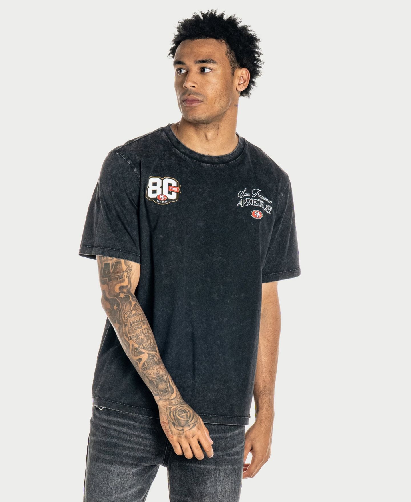 Футболка The Wild Collective Black San Francisco 49ers Acid Wash Anniversary — фото 1
