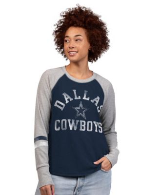 Women's Navy Dallas Cowboys Waffle Raglan Long-Sleeves T-Shirt