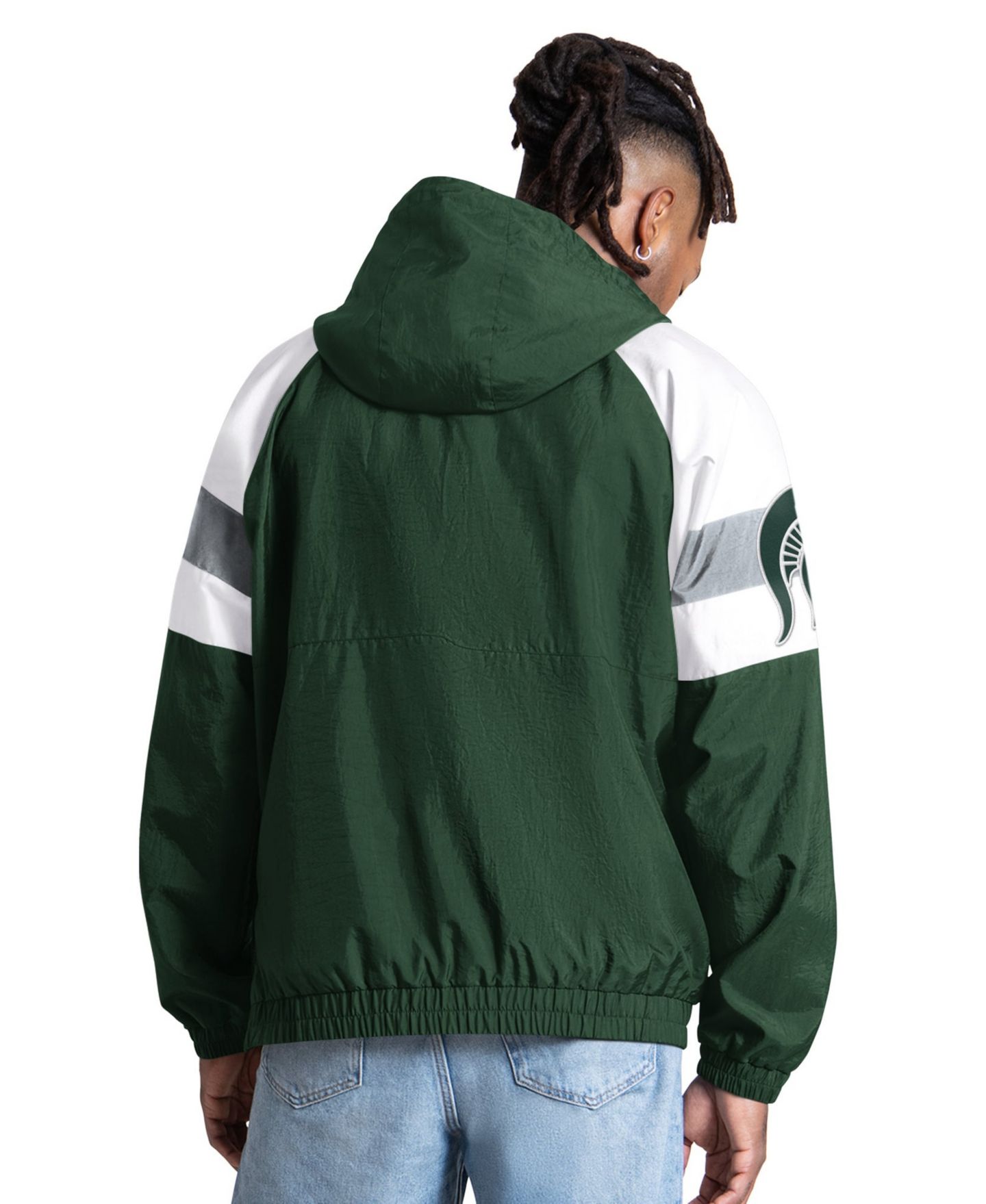Мужская куртка Starter Green Michigan State Spartans Street Cut Half-Zip — фото 3