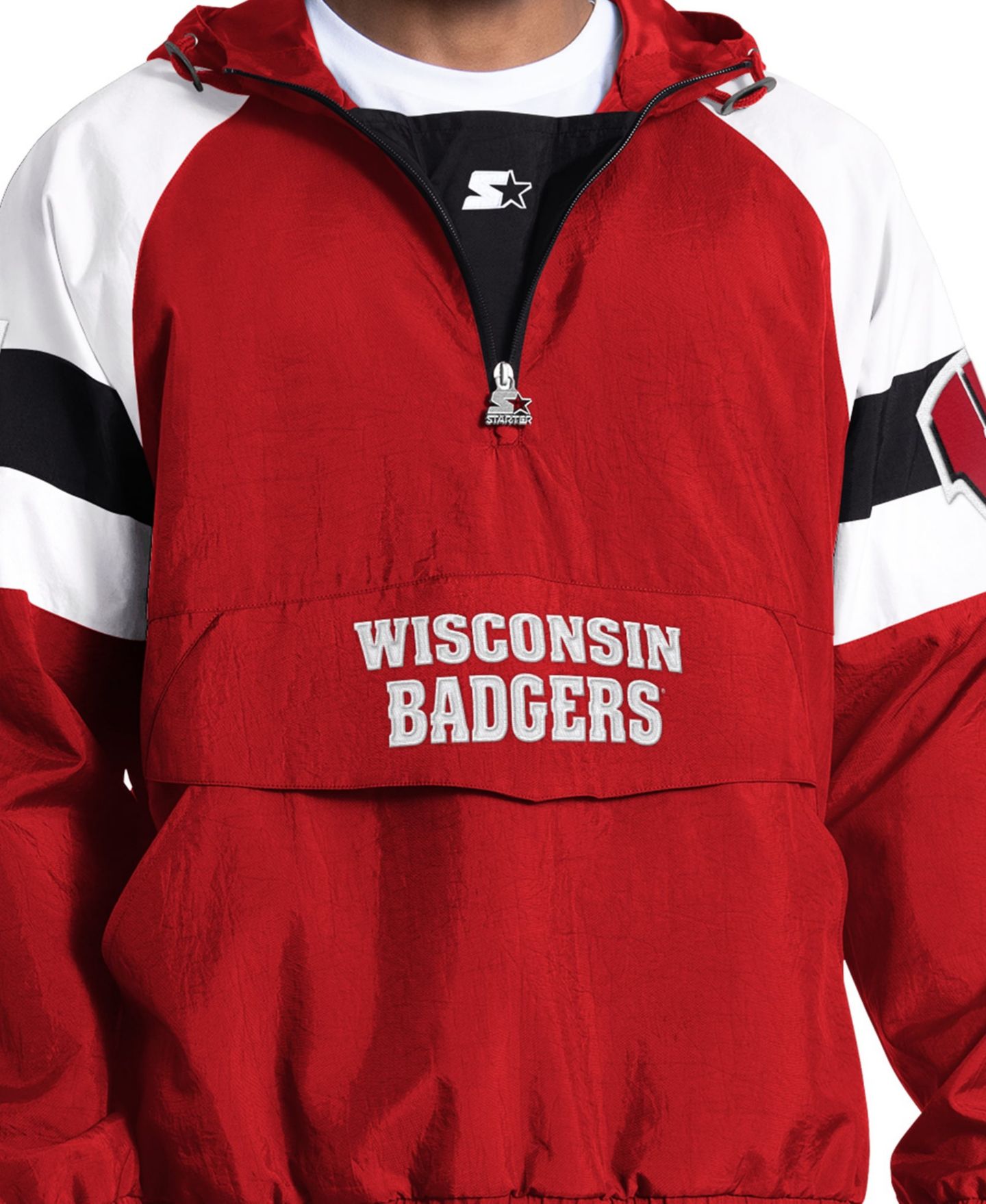 Мужская куртка Starter Red Wisconsin Badgers Street Cut Half-Zip — фото 3