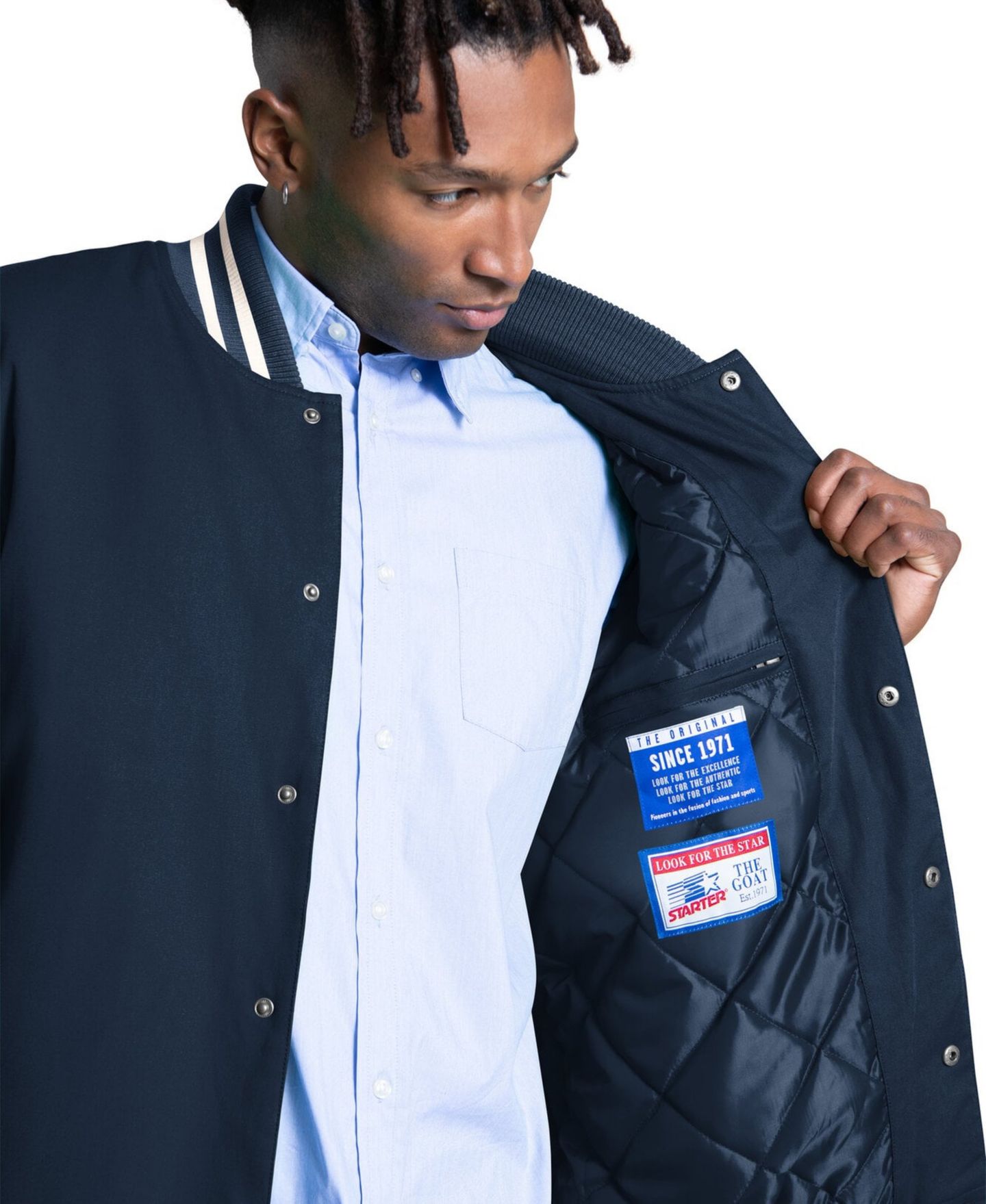 Мужская куртка Starter Navy Penn State Nittany Lions Spectator Varsity Full Snap — фото 4