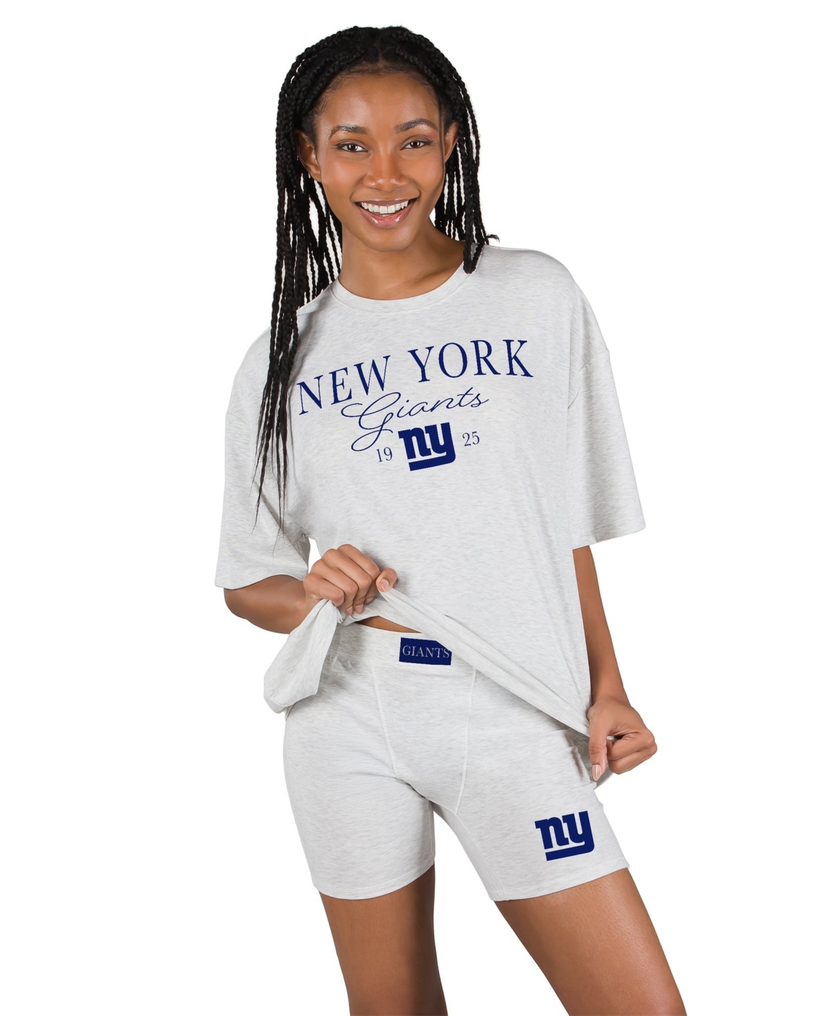 Concepts Sport Women's Gray New York Giants Fray T-Shirt and Briefs Sleep Set
