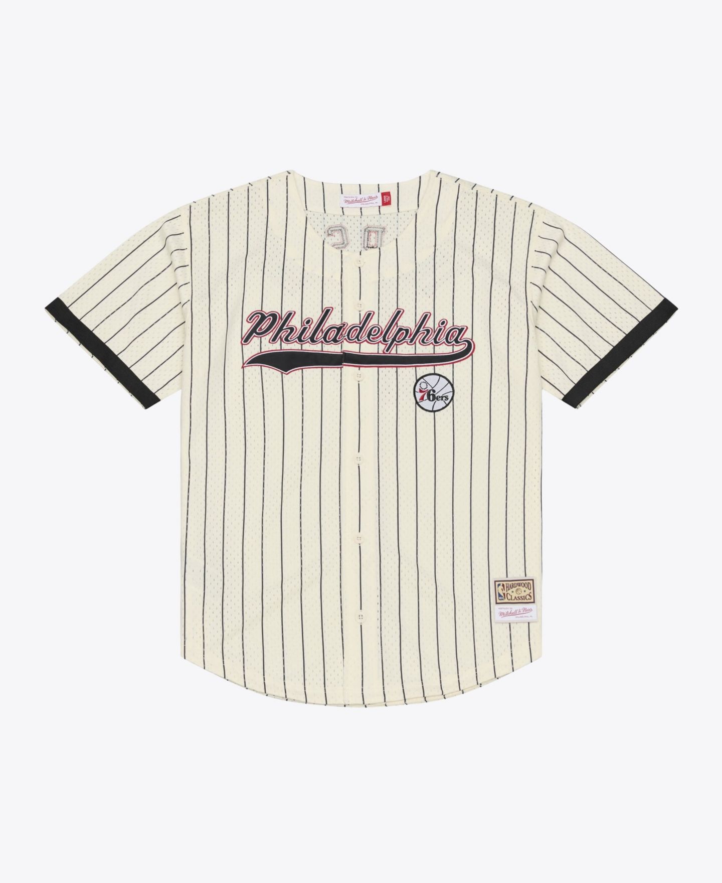 Мужской топ Mitchell & Ness Allen Iverson Cream Philadelphia 76ers Player Mesh Button-Front Jersey — фото 11