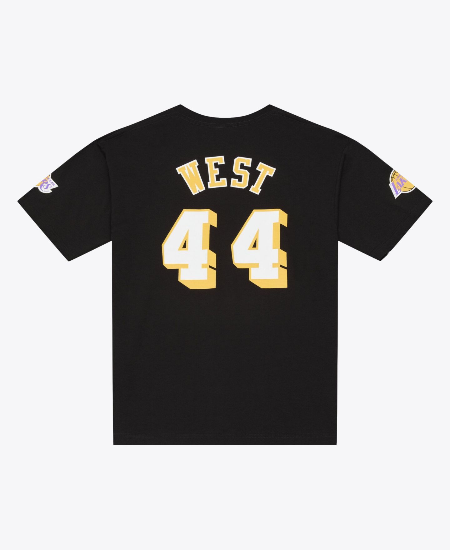 Мужская футболка Mitchell & Ness Jerry West Black Los Angeles Lakers Hardwood Classics Name Number Classic — фото 3
