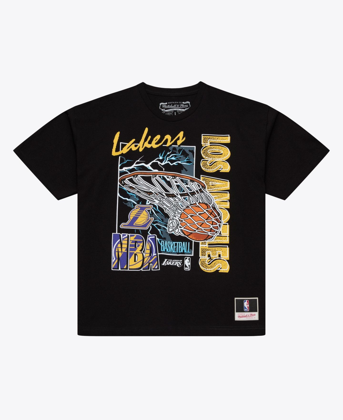 Мужская футболка Mitchell & Ness Black Los Angeles Lakers Lightning Swish — фото 1