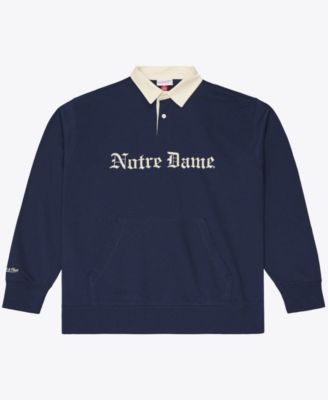 Men's Navy Notre Dame Fighting Irish Retro Roots French Terry Fleece Polo Shirt