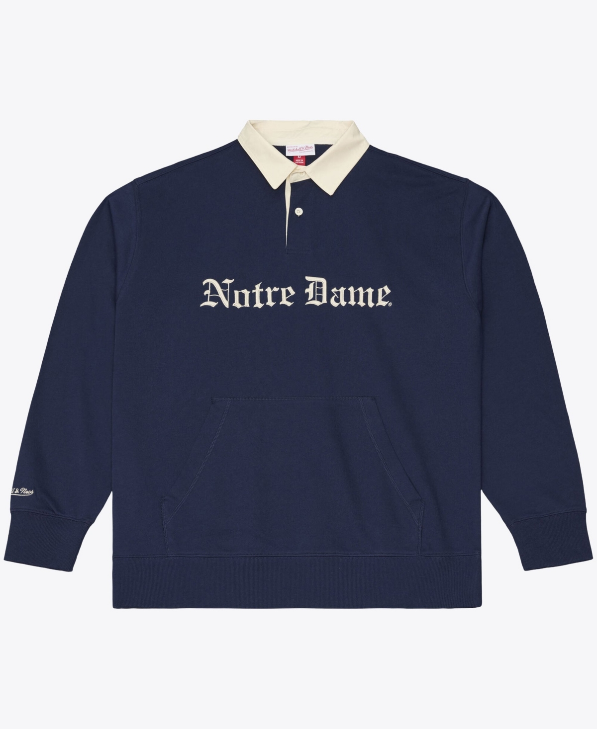 Mitchell & Ness Men's Navy Notre Dame Fighting Irish Retro Roots French Terry Fleece Polo Shirt