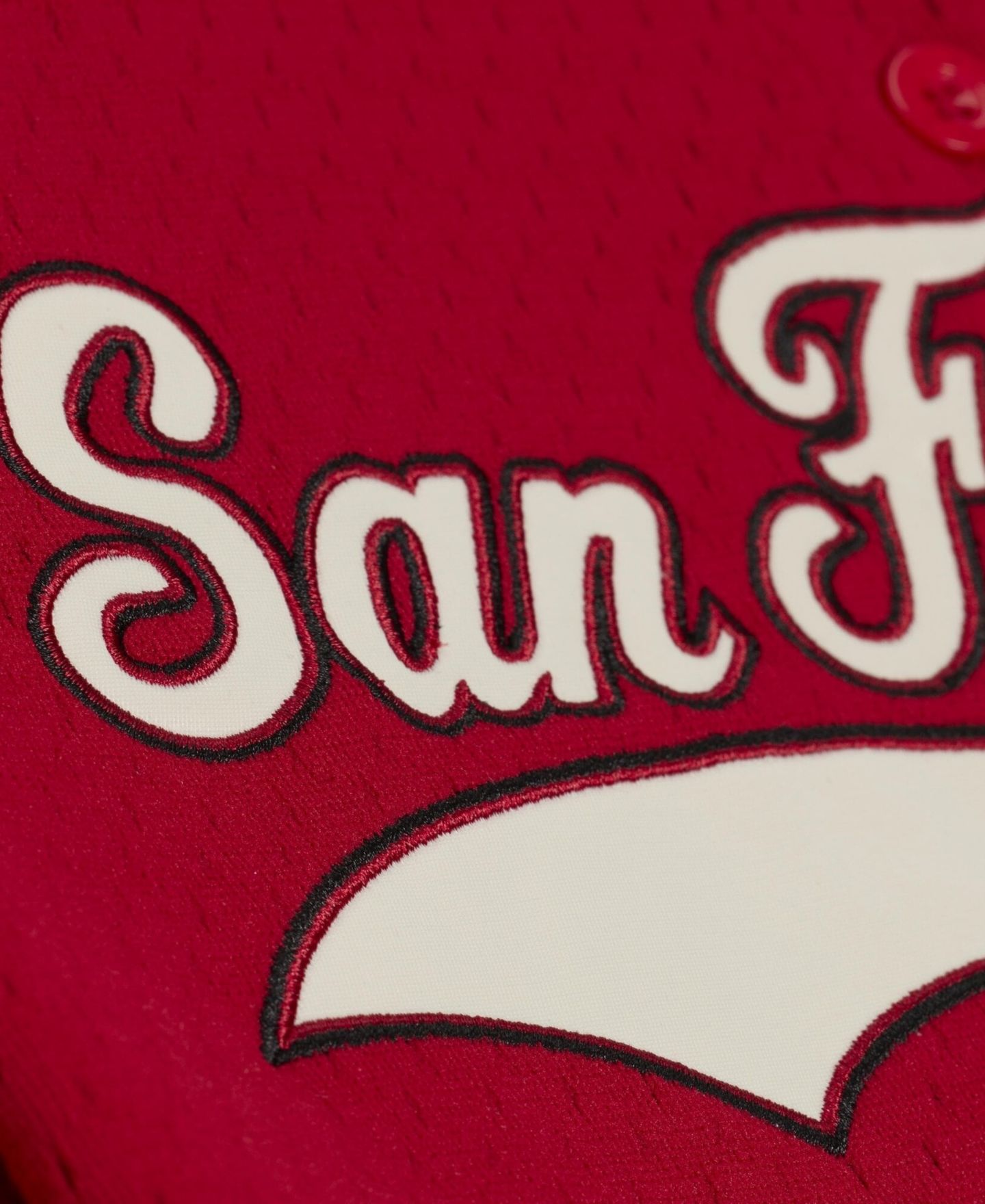 Женский топ Mitchell & Ness Scarlet San Francisco 49ers Retro Roots Baseball Jersey — фото 4