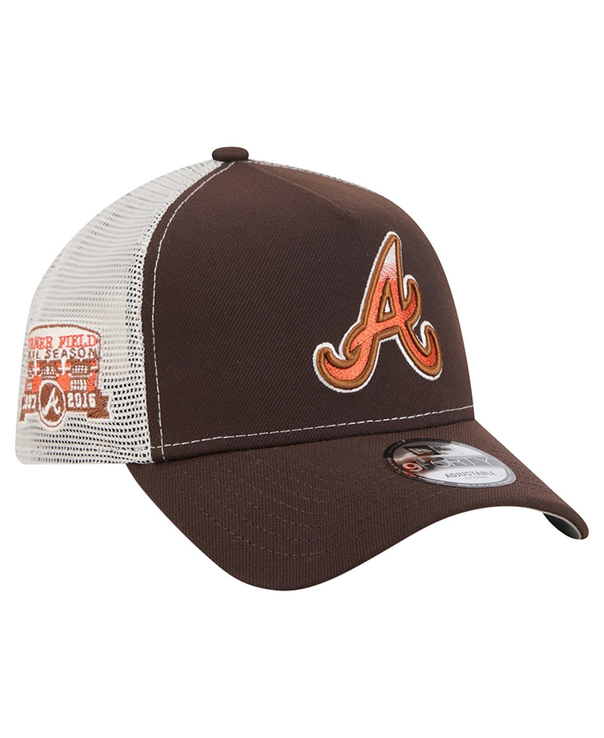 New Era Men's Brown Atlanta Braves Pumpkin Spice 9FORTY A-Frame Adjustable Trucker Hat