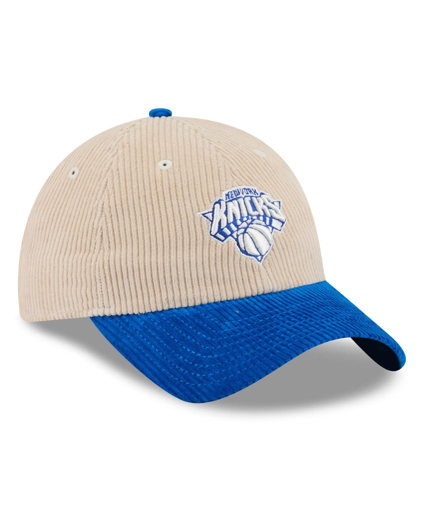 Мужская кепка New Era Cream/Blue New York Knicks Tonal Corduroy Casual Classic Adjustable Hat — фото 3