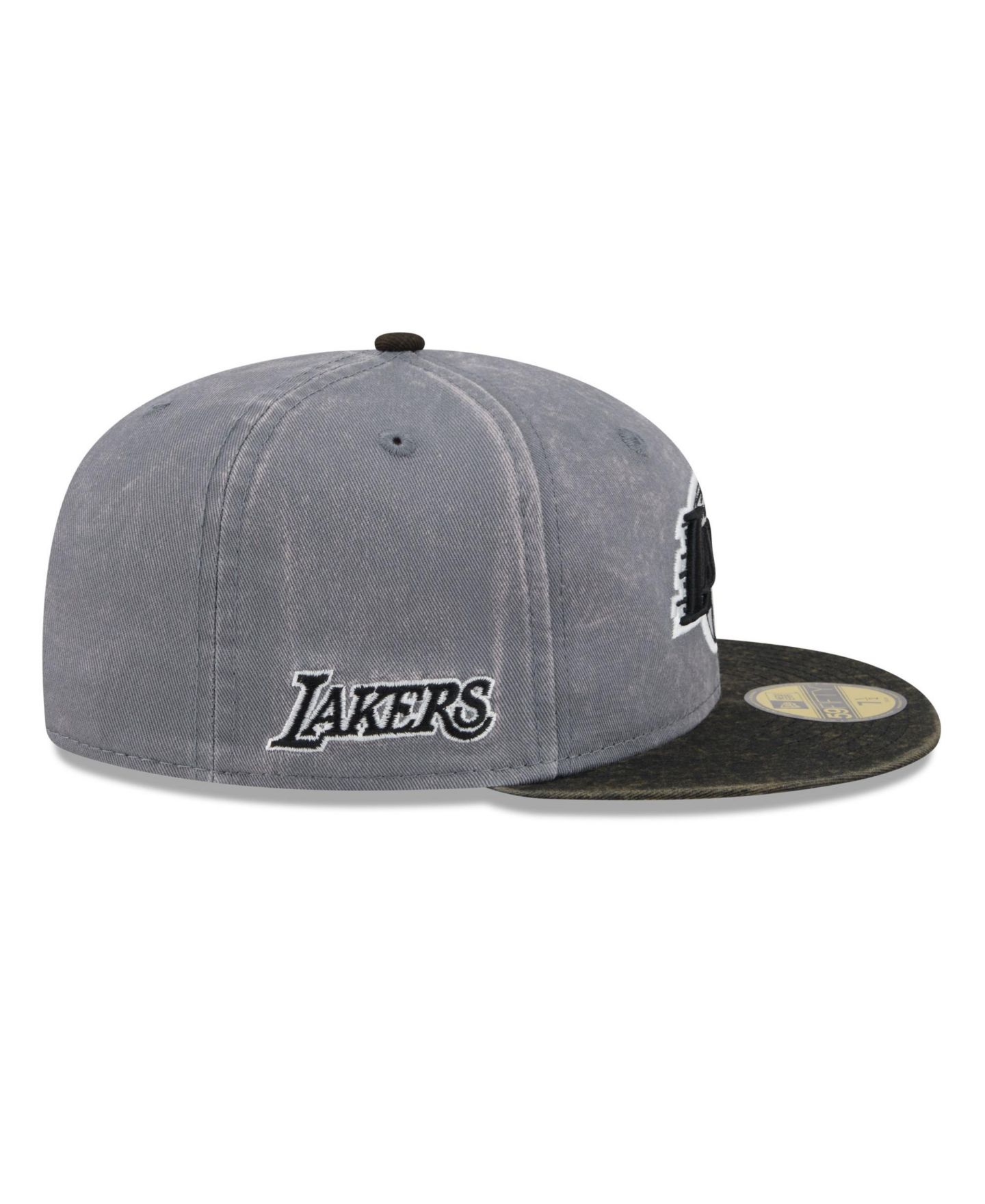 Мужская кепка New Era Gray/Black Los Angeles Lakers Washed 59FIFTY Fitted Hat — фото 5