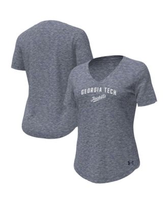 Women's Heather Navy Georgia Tech Yellow Jackets Breezy V-Neck T-Shirt