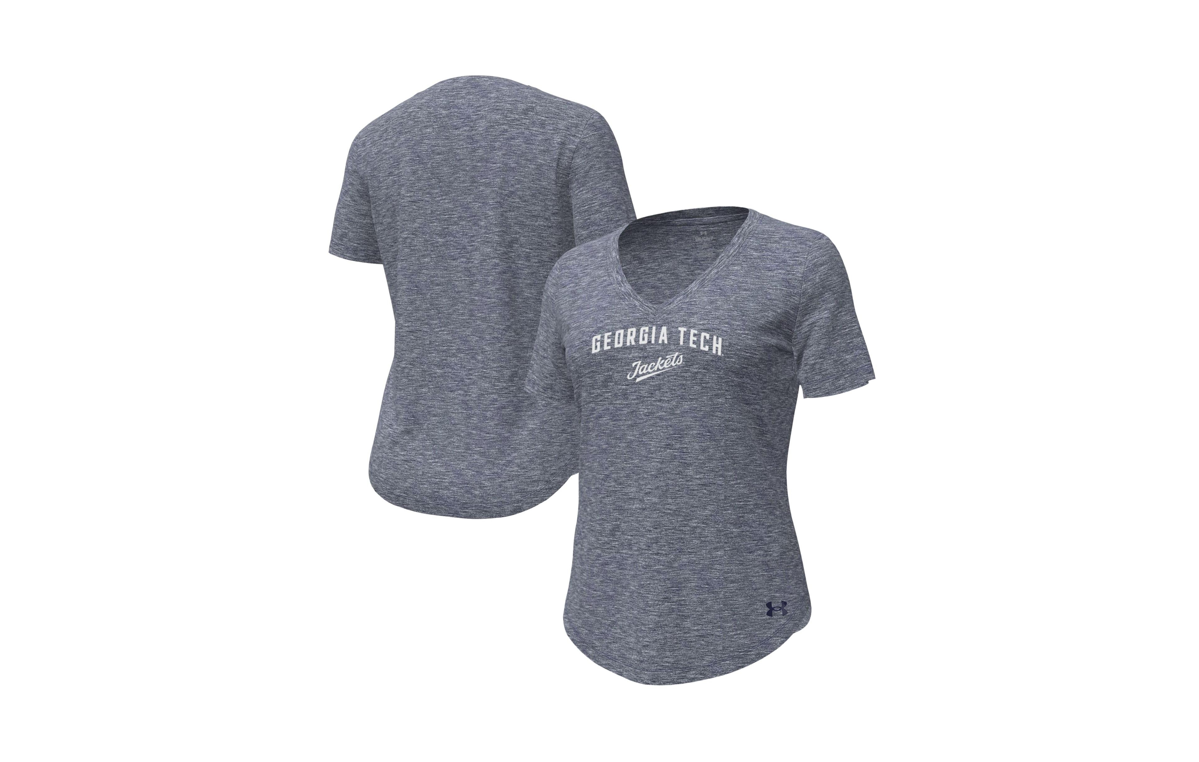 Under Armour Women's Heather Navy Georgia Tech Yellow Jackets Breezy V-Neck T-Shirt