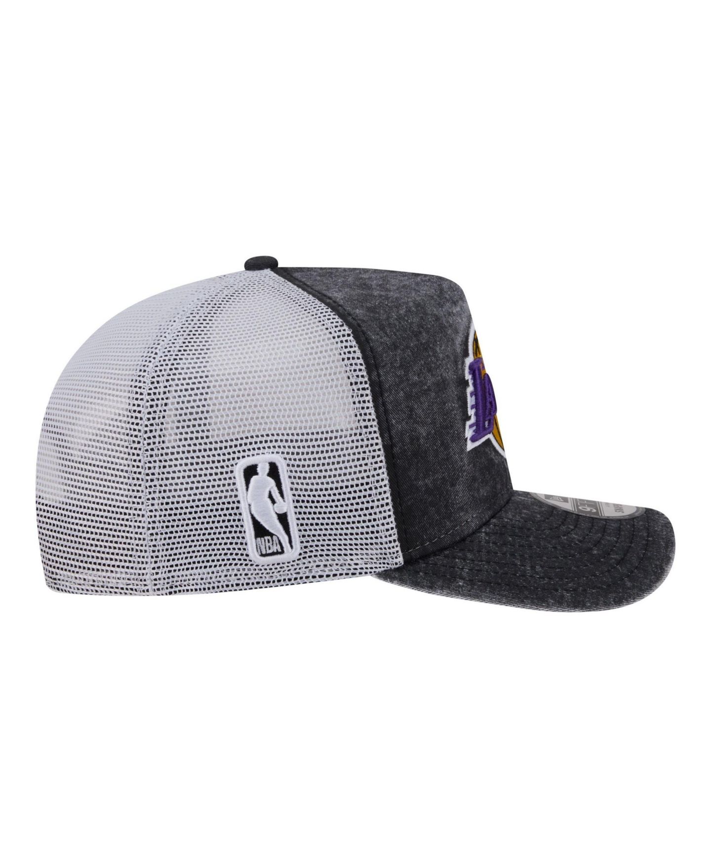 Мужская кепка New Era Black/White Los Angeles Lakers Washed Meshback 9FIFTY Adjustable Hat — фото 7