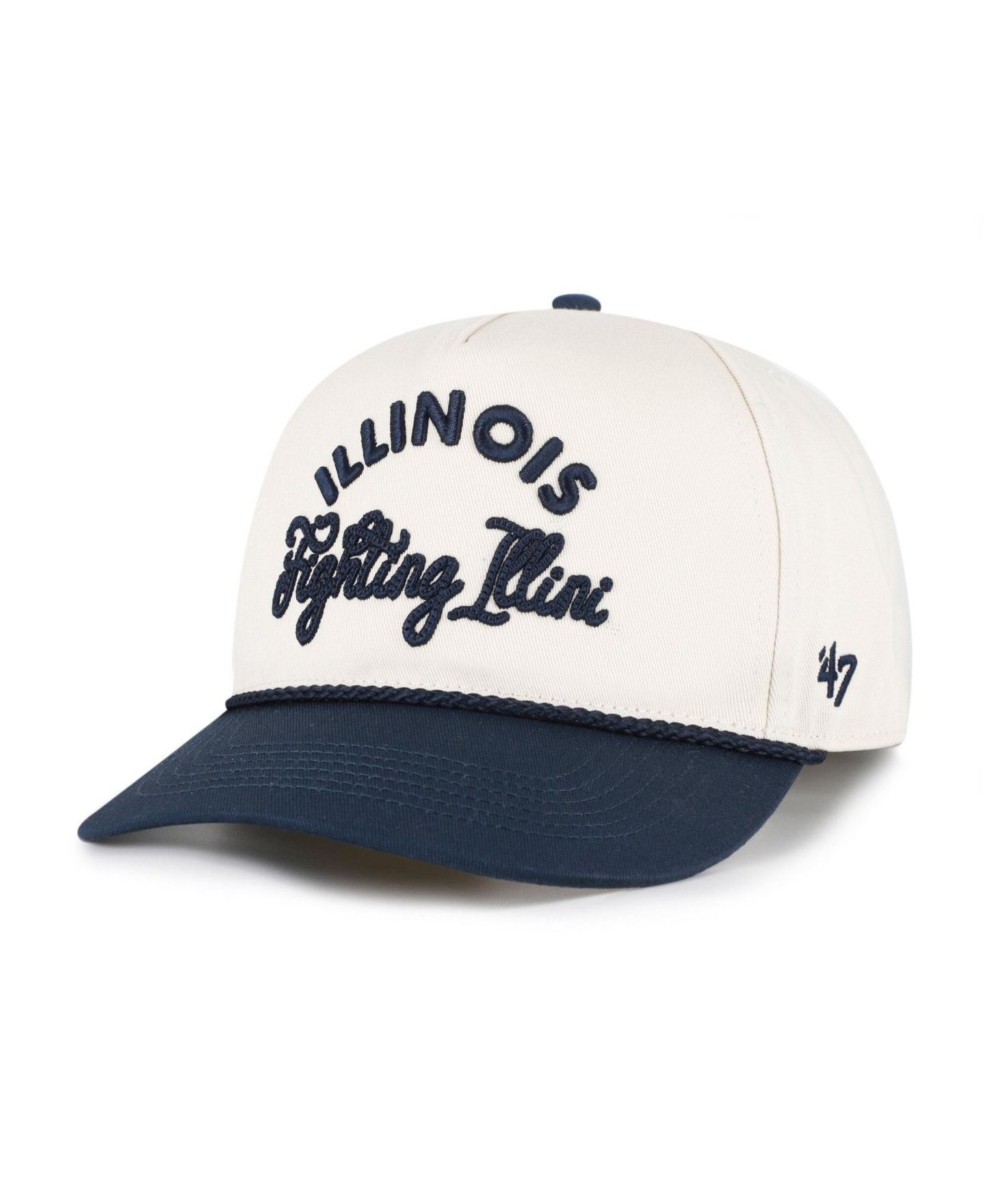 Женская кепка '47 Brand Cream/Navy Illinois Fighting Illini Rope Script Hitch Adjustable Hat — фото 1