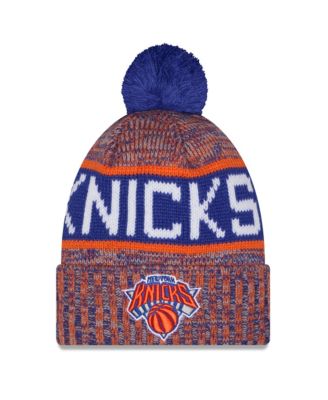 Big Boys' and Girls' Orange New York Knicks Tri-Color Cuffed with Pom Knit Hat 