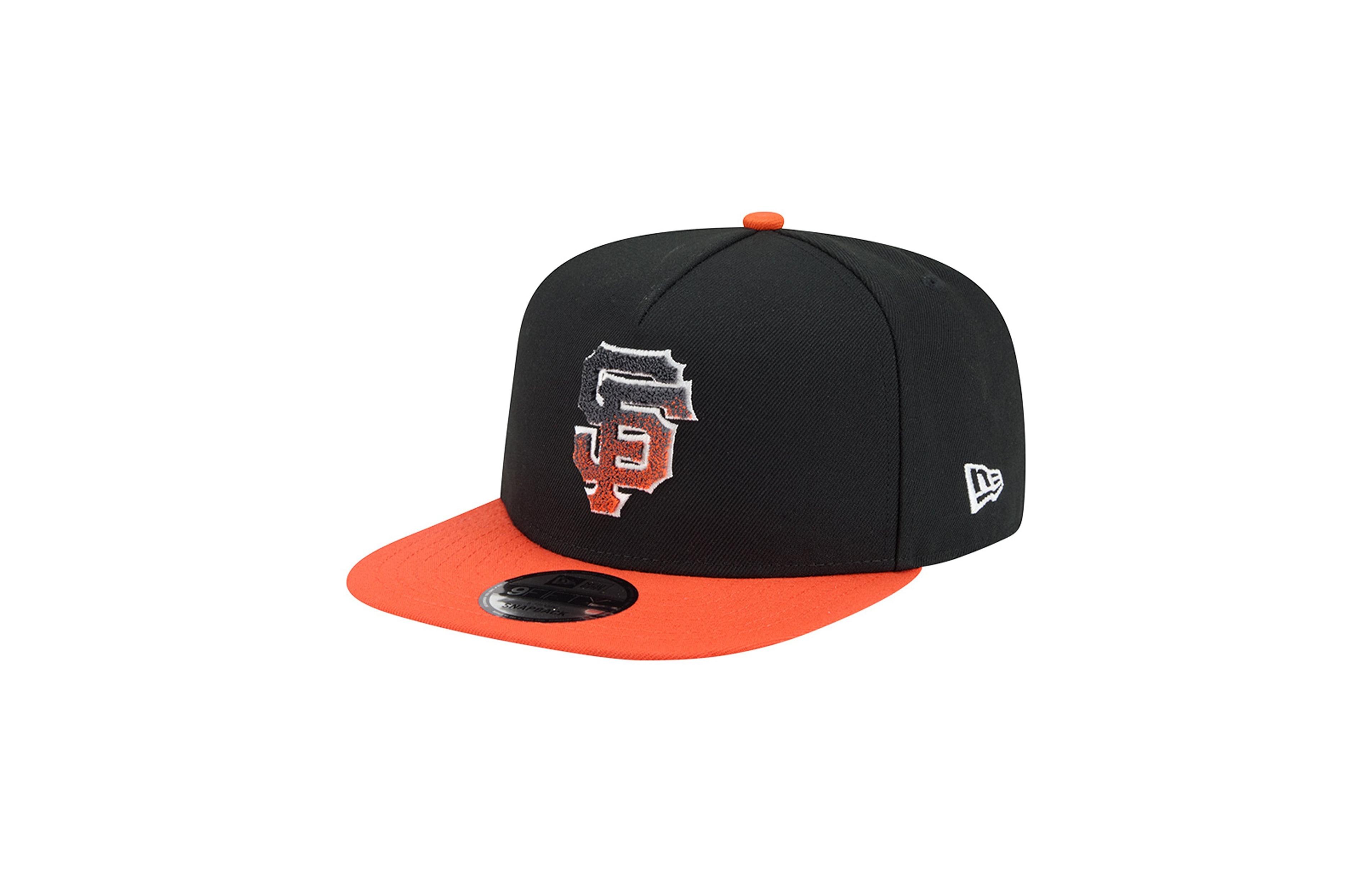 New Era Men's Black/Orange San Francisco Giants Chenille Gradient A-Frame 9FIFTY Snapback Hat