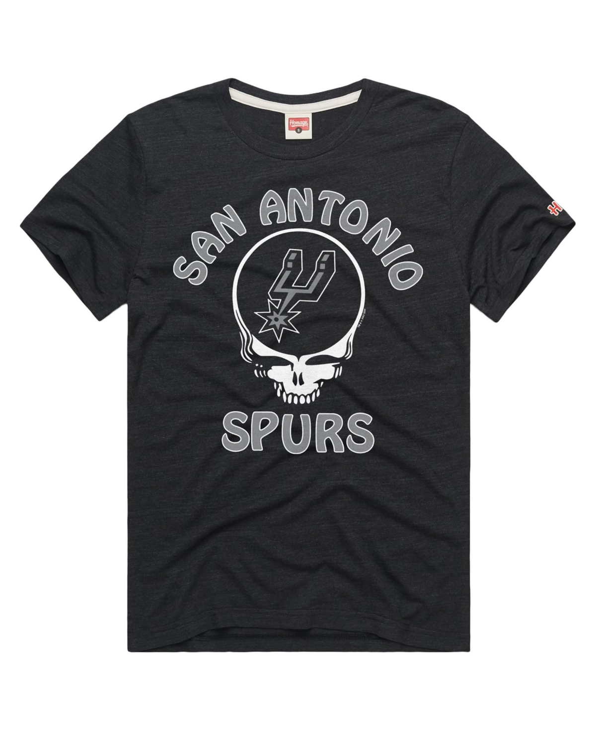 Homage Men's and Women's Charcoal San Antonio Spurs x The Grateful Dead Tri-Blend T-Shirt - Charcoal