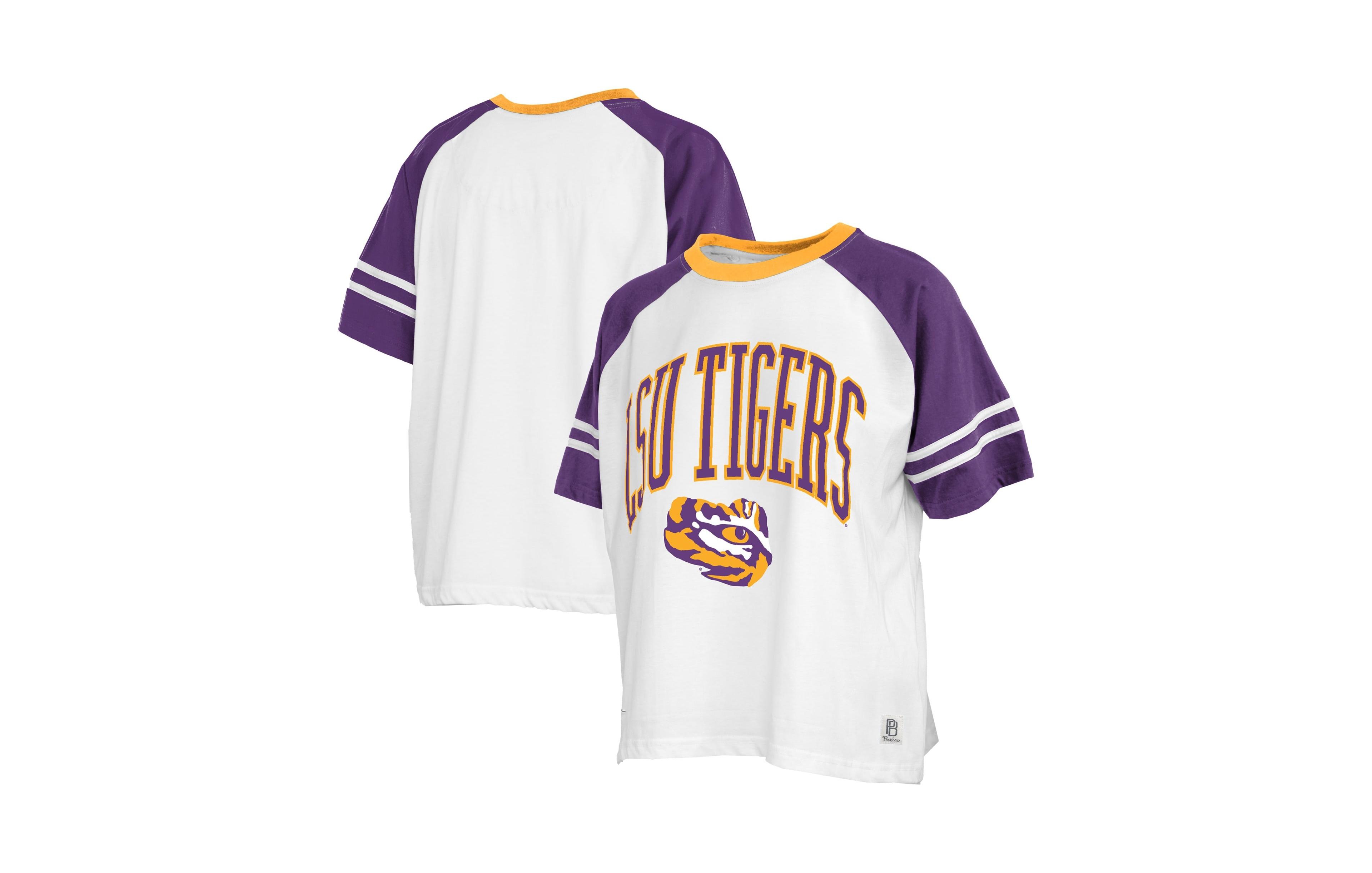 Pressbox Women's White Lsu Tigers Sky Color block T-Shirt
