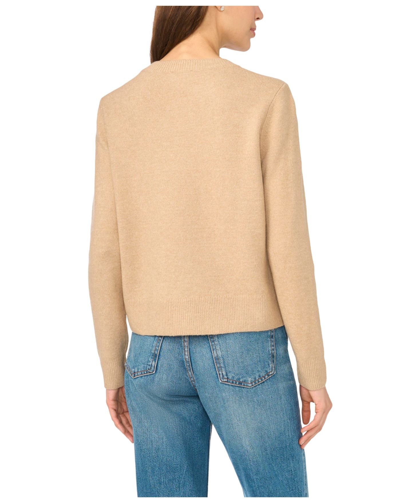 Женский свитер CeCe Bow Appliqué Crewneck Pullover, цвет: Бежевый — фото 3