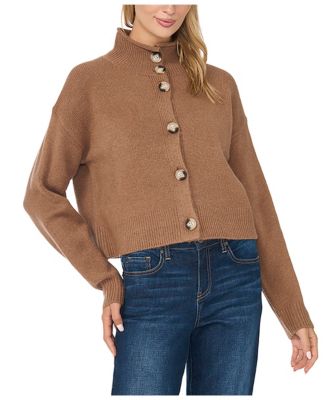 Women's Chunky Mock-Neck Long-Sleeve Cardigan Sweater