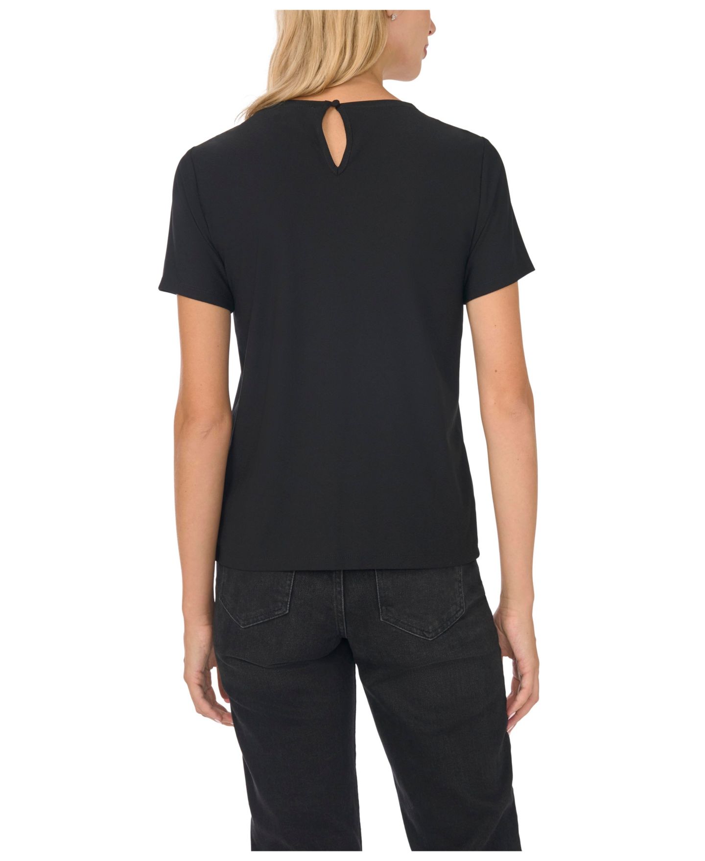 Женская футболка CeCe Embellished Short-Sleeve Crewneck, цвет: Насыщенный чёрный — фото 4