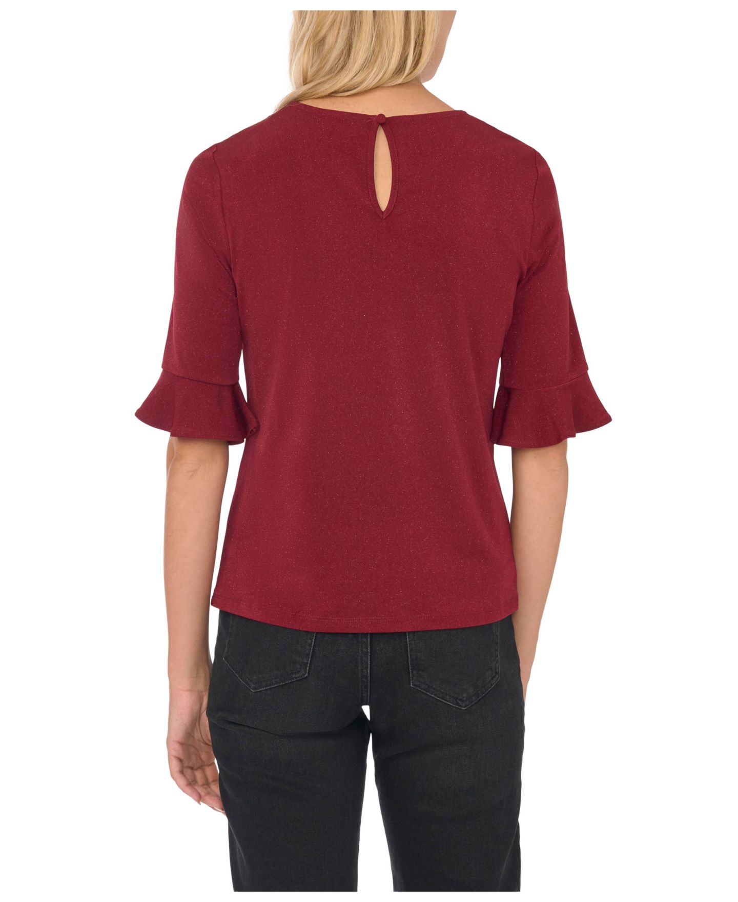 Женский топ CeCe Velvet 3/4-Length Sleeve Crewneck, цвет: Земляной красный — фото 3