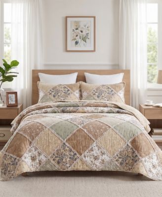 Ashford Diamond Patchwork 3-Piece Coverlet Set, King/California King