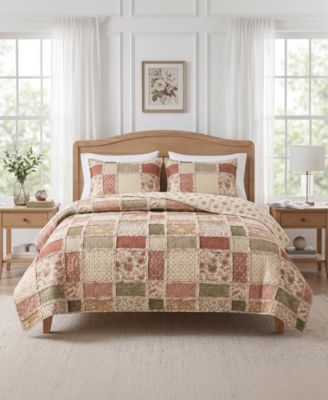 Marigold Botanical Patchwork 3-Piece Coverlet Set, King/California King