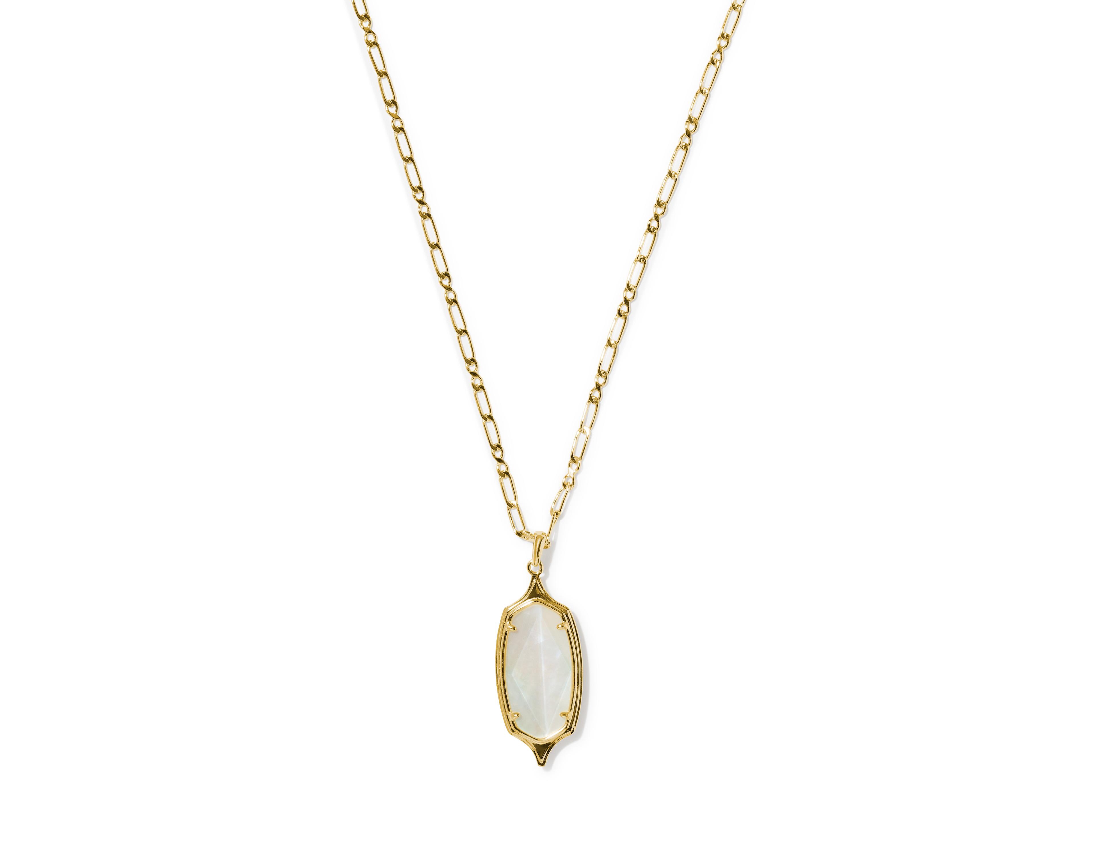Kendra Scott Mother of Pearl Gold-Tone Dani Stepped Frame Long Pendant Necklace