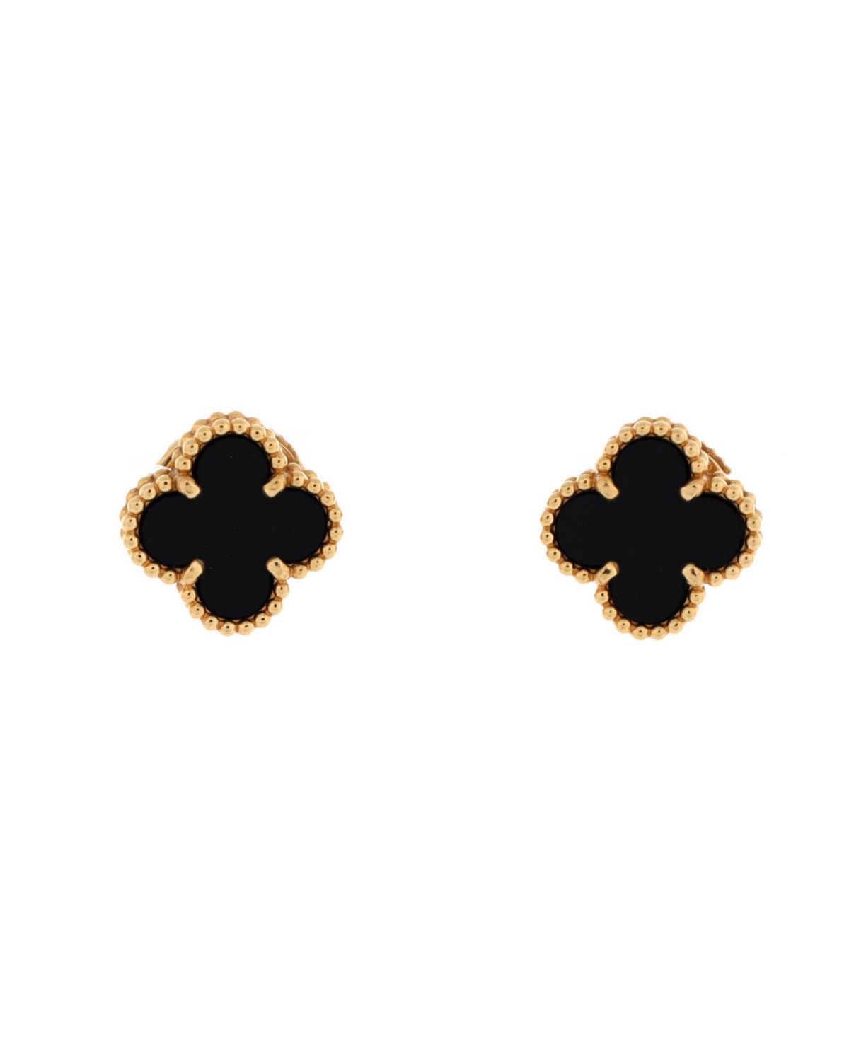 Pre-Owned Van Cleef & Arpels Sweet Alhambra Onyx Stud Earrings in 18K Yellow Gold - 18k yellow gold