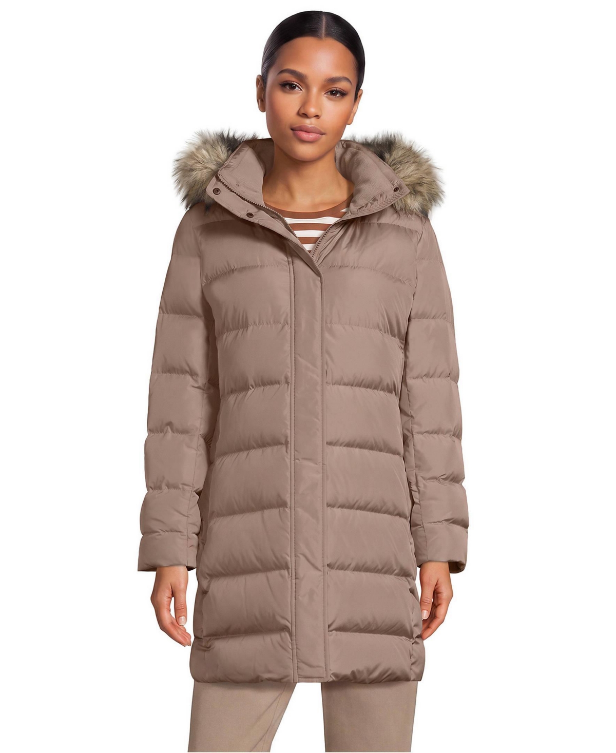 Lands' End Women's Max 600 Down Puffer Coat - Cocoa