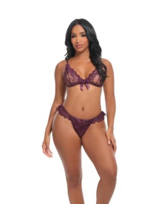 Women's Valentine Sheer Lacey Bra Set