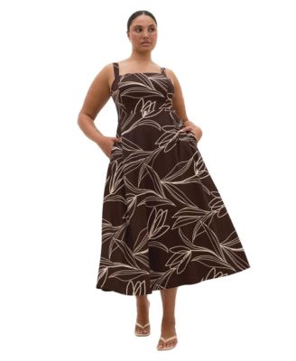 Plus Size Athena Floral-Print Square-Neck Maxi Dress