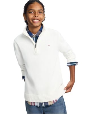 Boys' 8-20 Zipneck Cotton Quarter-Zip Sweater