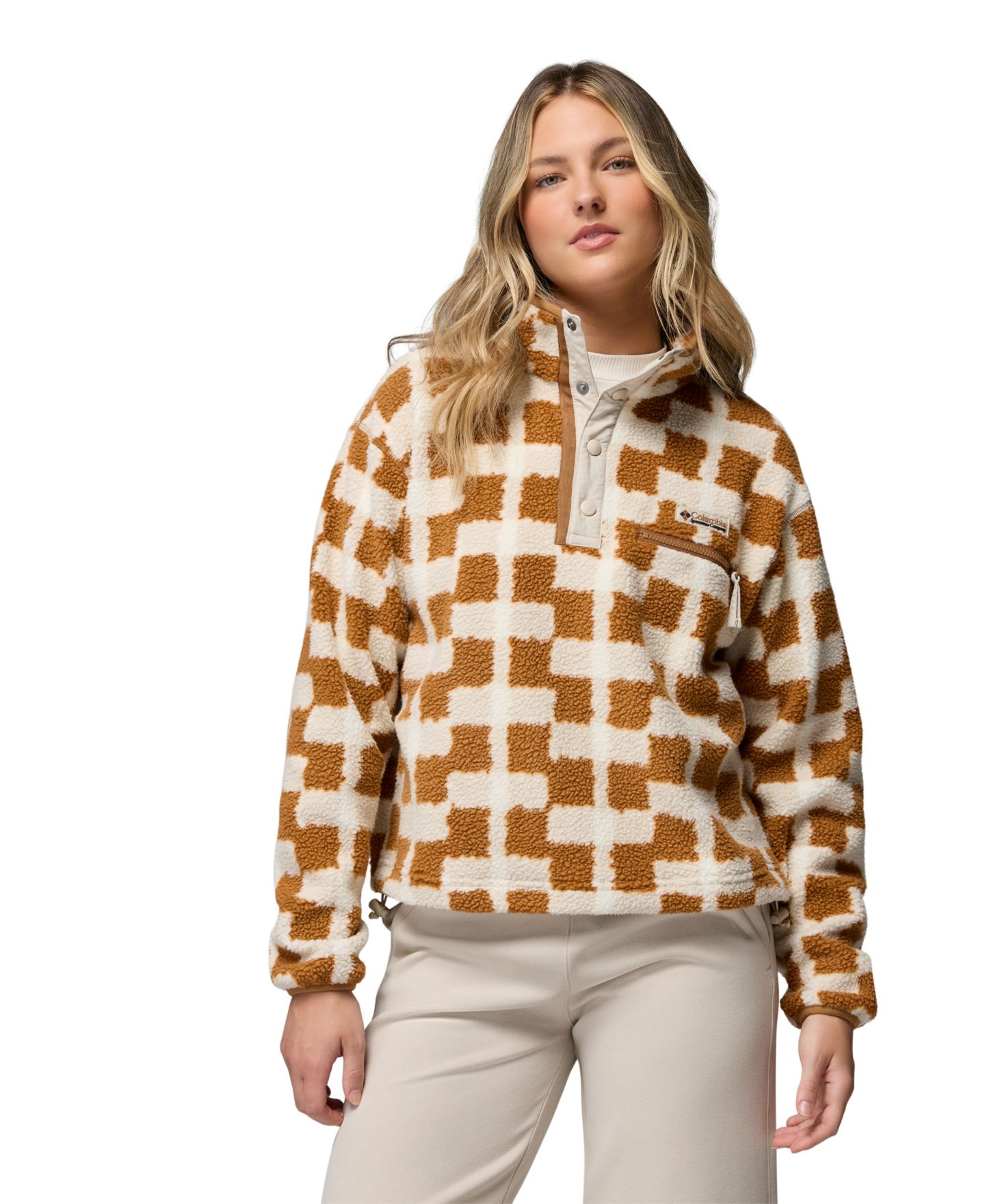 Женский топ Columbia Helvetia™ II Printed Cropped Half-Snap Fleece, цвет: Чёрный — фото 12