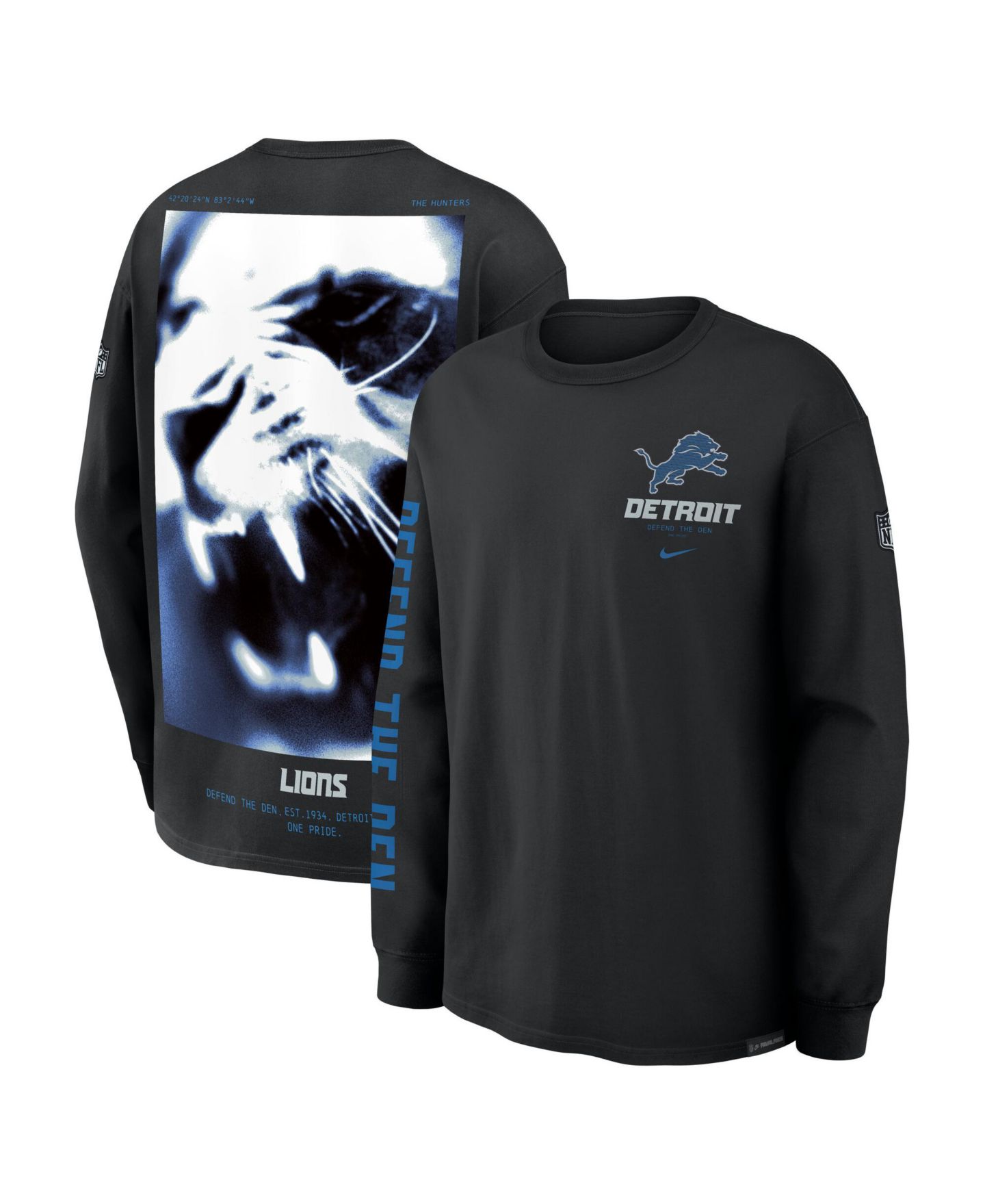 Мужская футболка Nike Black Detroit Lions 2026 Rivalries Collection Max90 Long Sleeve — фото 1