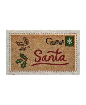 Holiday Santa Letter Multicolor Outdoor Coir Doormat, 18" x 30"