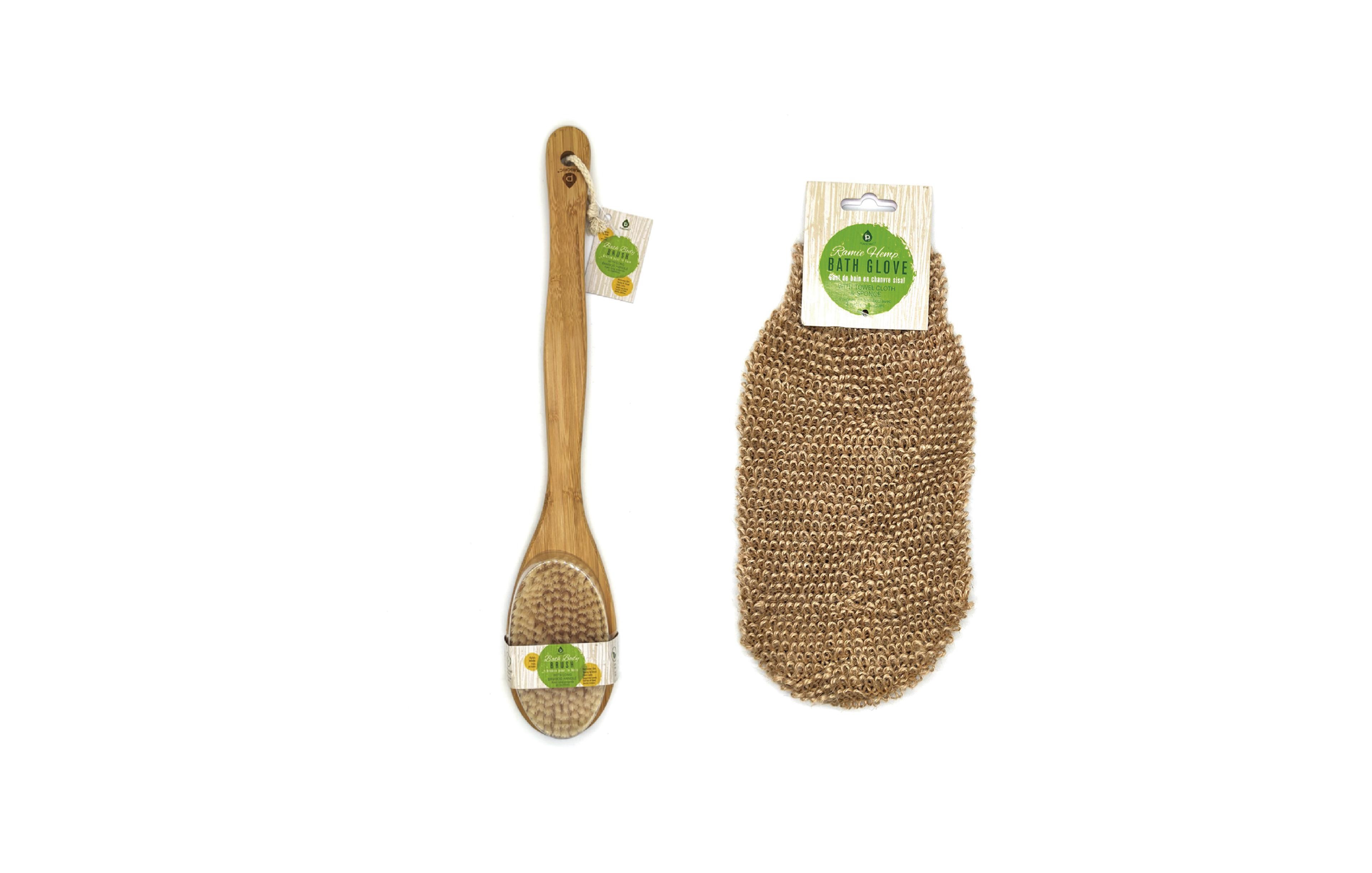 Pursonic Glow Set: Bamboo Bath Brush and Sisal Hemp Gloves