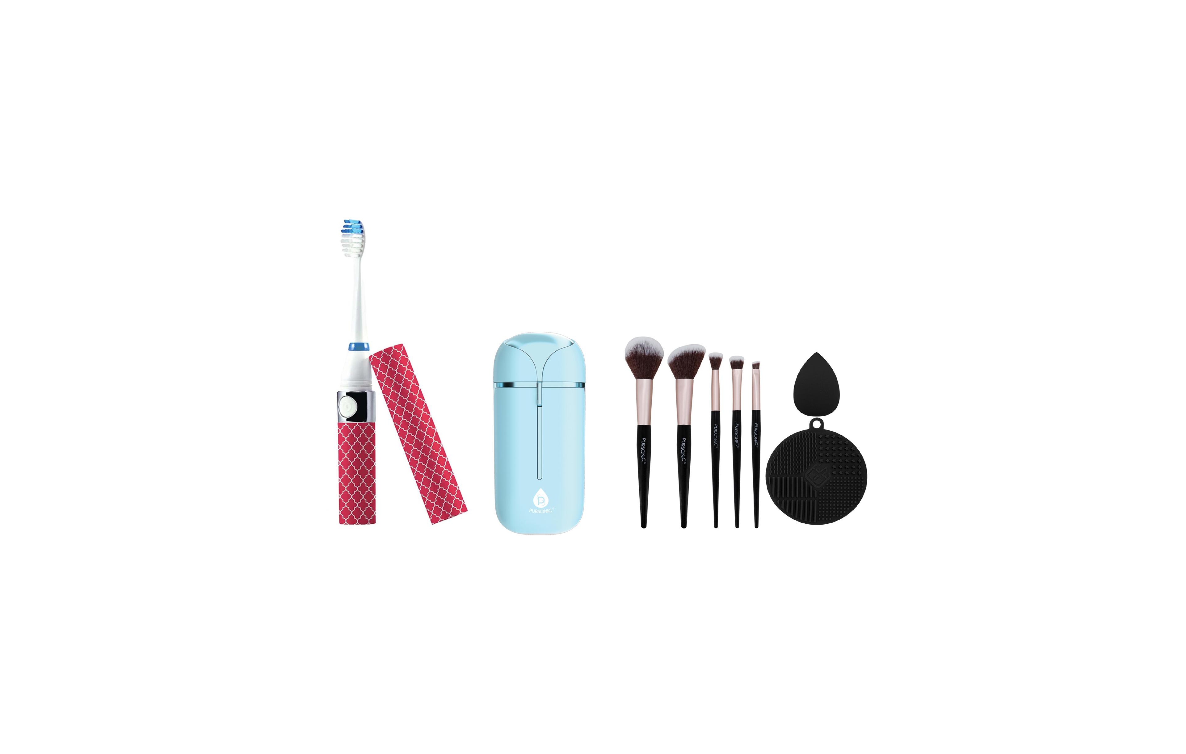 Pursonic All In One Beauty and Wellness Travel Bundle Sonic Toothbrush, Painless Shaver and Glam Brush Set
