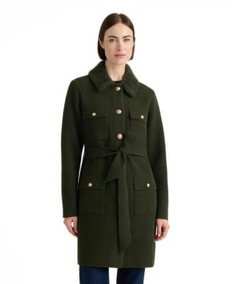Women's Mink Eyelash Coatigan with Long Hair Eyelash Collar Faux Fur Mid-Length Jacket