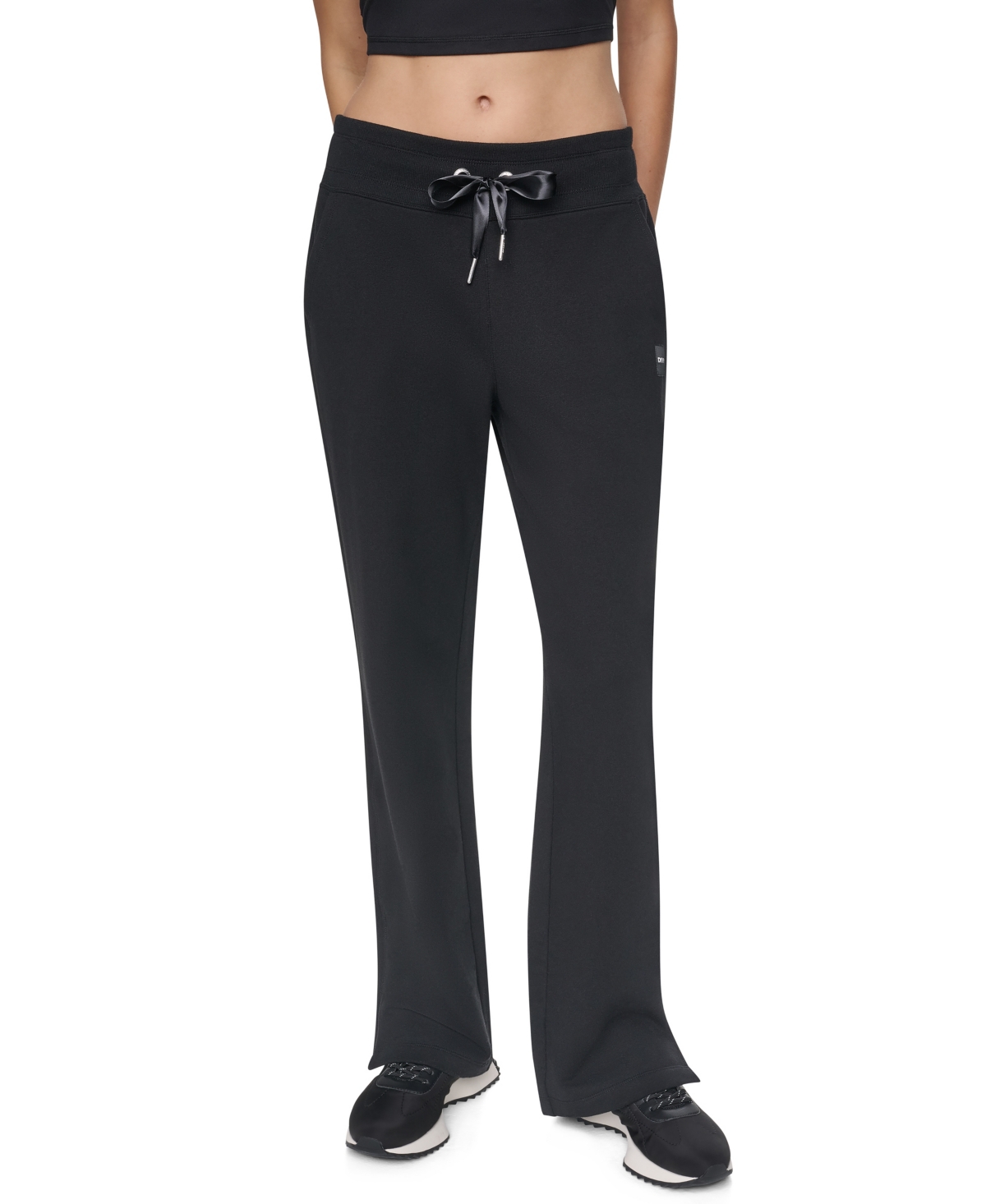 Dkny Sport Women's Satin Ribbon Mid-Rise Relaxed-Fit Track Pants - Black