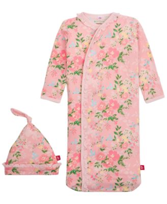 Baby Girls' Ainslee Long-Sleeve Magnetic Gown and Hat, 2-Piece Set