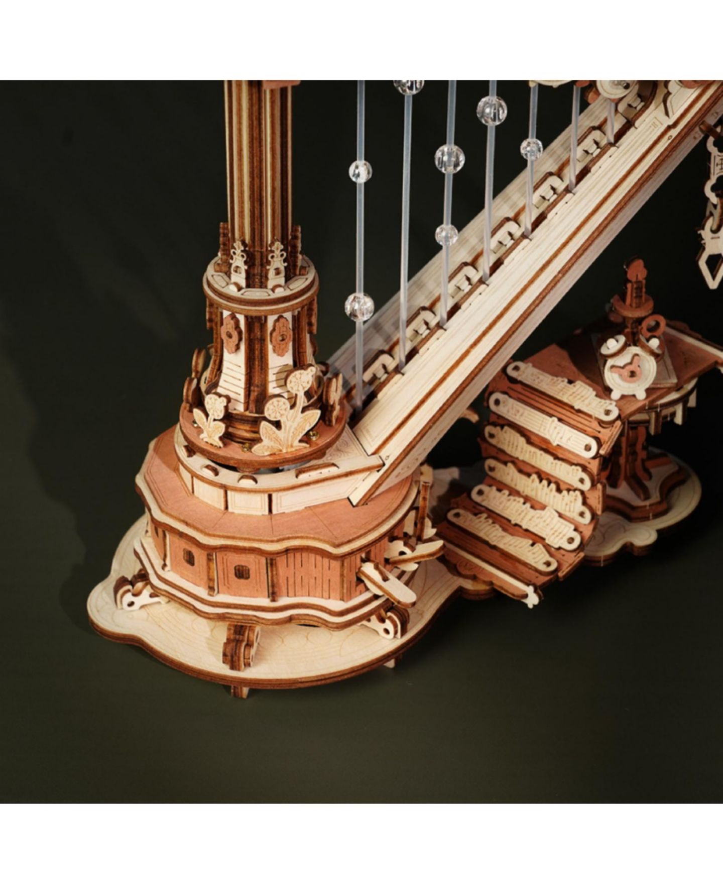 Детский конструктор Robotime Magic Harp 3D Wooden Puzzle Self-Playing Music Box, 350-Piece Building Set, Ages 14+ — фото 5