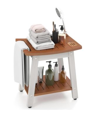 Waterproof HIPS Shower Bench Seat with Storage Shelf