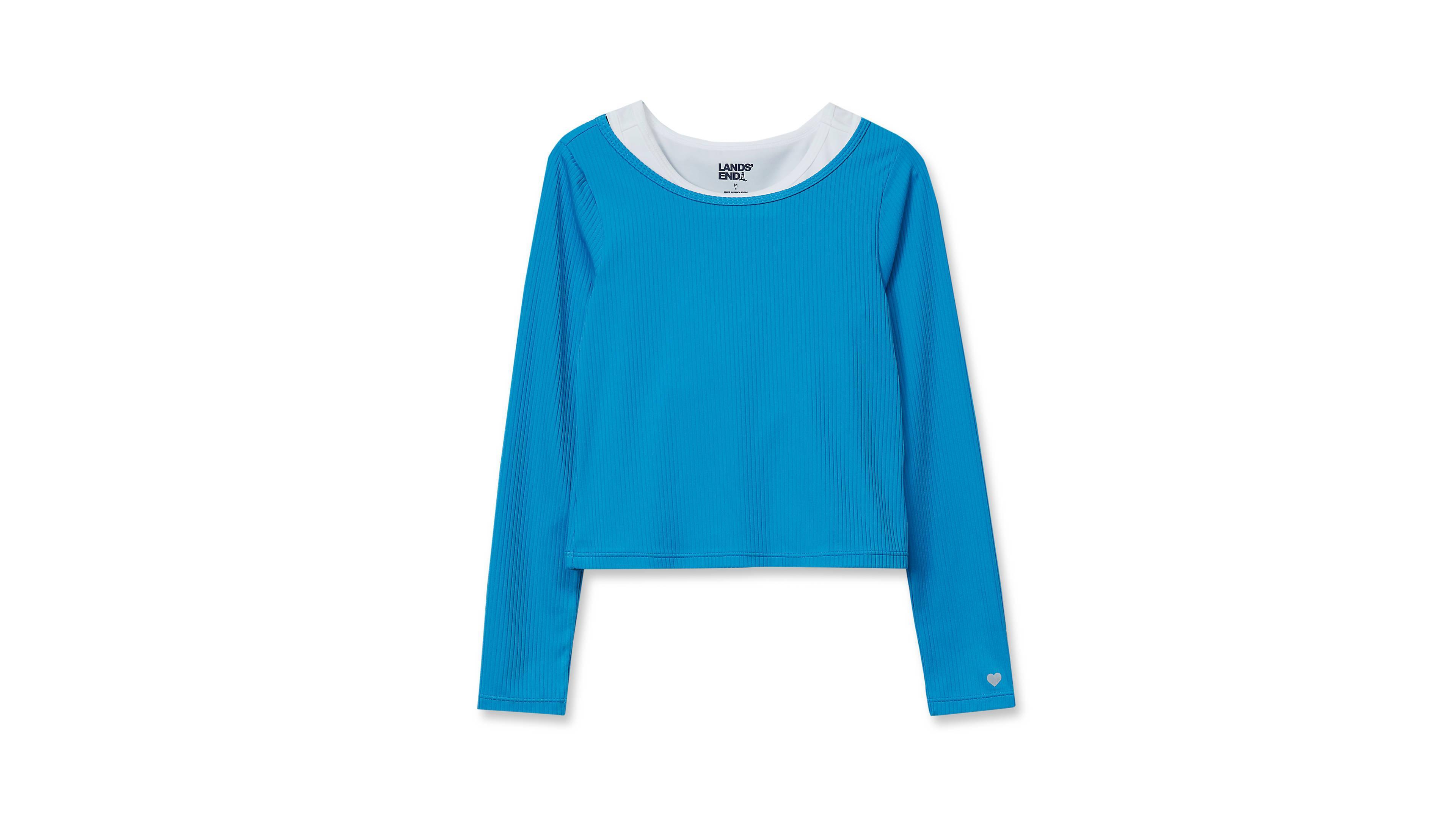 Lands' End Girls' 4-16 Ribbed Long-Sleeve T-Shirt and Tank Top, 2-Piece Set