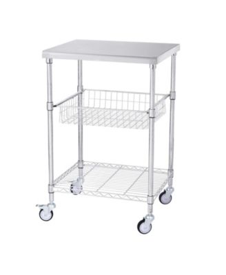 3-Tier 470LBS Capacity Steel Rolling Utility Cart with Pull-Out Baskets
